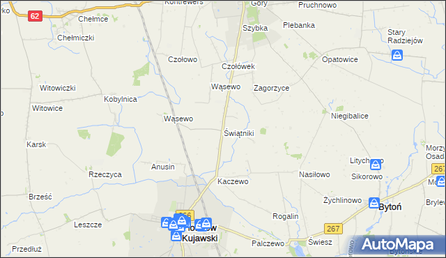 mapa Świątniki gmina Piotrków Kujawski, Świątniki gmina Piotrków Kujawski na mapie Targeo