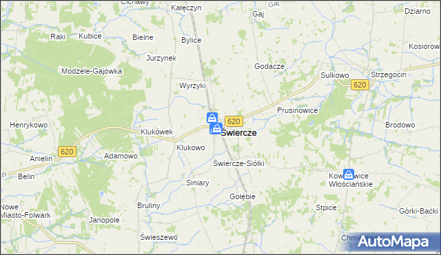 mapa Świercze powiat pułtuski, Świercze powiat pułtuski na mapie Targeo