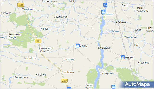 mapa Świniary gmina Kłecko, Świniary gmina Kłecko na mapie Targeo