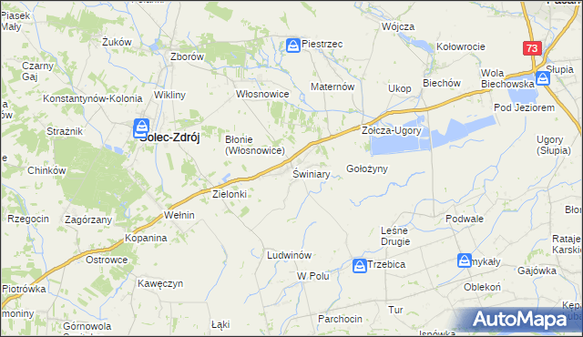 mapa Świniary gmina Solec-Zdrój, Świniary gmina Solec-Zdrój na mapie Targeo