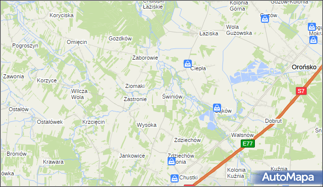 mapa Świniów, Świniów na mapie Targeo