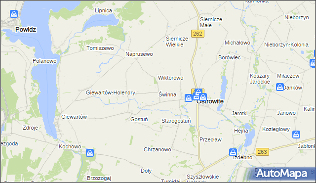 mapa Świnna gmina Ostrowite, Świnna gmina Ostrowite na mapie Targeo