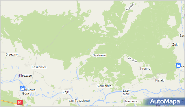mapa Szafranki gmina Tykocin, Szafranki gmina Tykocin na mapie Targeo