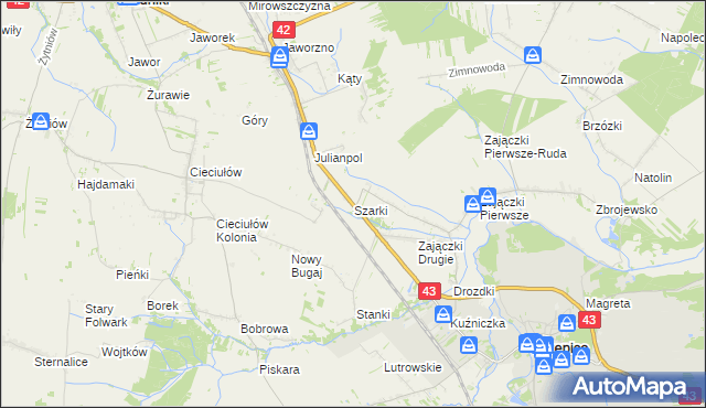 mapa Szarki gmina Krzepice, Szarki gmina Krzepice na mapie Targeo