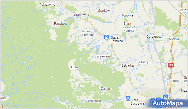 mapa Szczawina, Szczawina na mapie Targeo