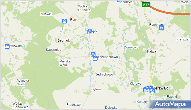 mapa Szczepankowo gmina Grunwald, Szczepankowo gmina Grunwald na mapie Targeo