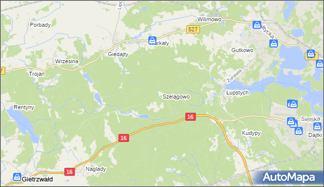 mapa Szelągowo, Szelągowo na mapie Targeo