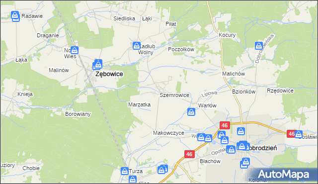 mapa Szemrowice, Szemrowice na mapie Targeo