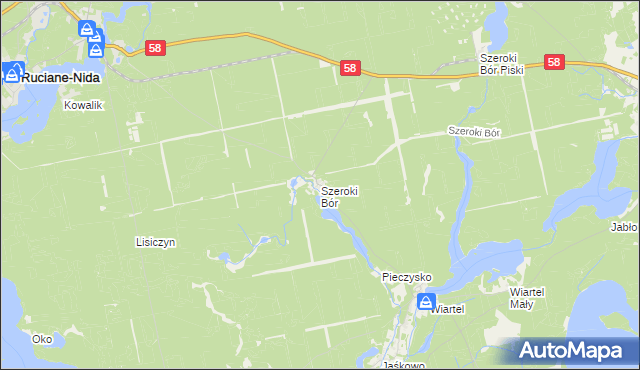 mapa Szeroki Bór, Szeroki Bór na mapie Targeo