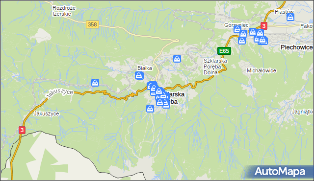 mapa Szklarska Poręba, Szklarska Poręba na mapie Targeo