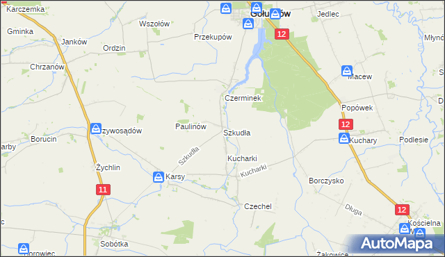 mapa Szkudła, Szkudła na mapie Targeo