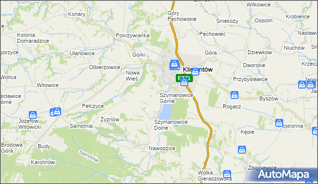 mapa Szymanowice Górne, Szymanowice Górne na mapie Targeo