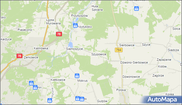 mapa Szypowice, Szypowice na mapie Targeo