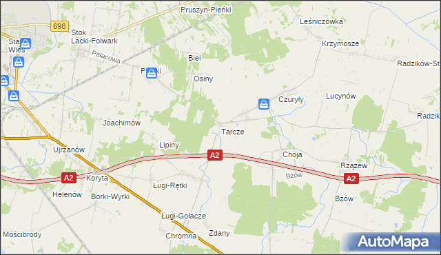 mapa Tarcze, Tarcze na mapie Targeo