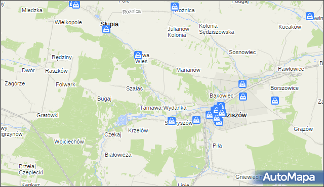 mapa Tarnawa gmina Sędziszów, Tarnawa gmina Sędziszów na mapie Targeo