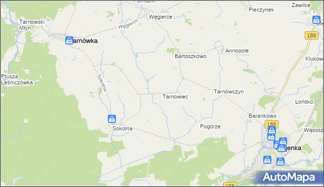 mapa Tarnowiec gmina Tarnówka, Tarnowiec gmina Tarnówka na mapie Targeo