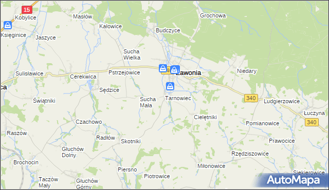 mapa Tarnowiec gmina Zawonia, Tarnowiec gmina Zawonia na mapie Targeo