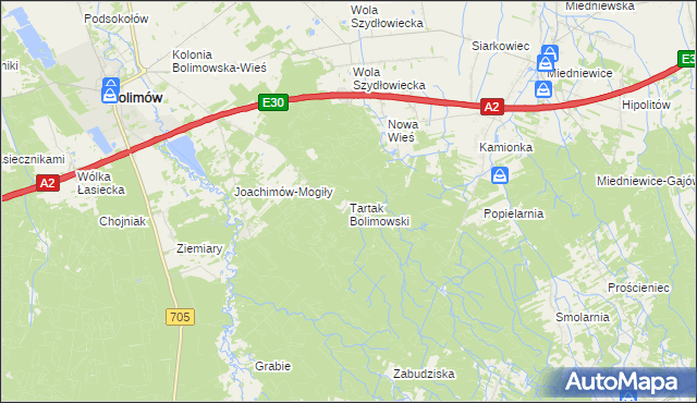 mapa Tartak Bolimowski, Tartak Bolimowski na mapie Targeo