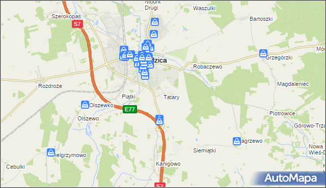 mapa Tatary gmina Nidzica, Tatary gmina Nidzica na mapie Targeo