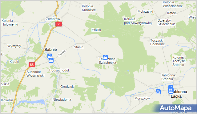 mapa Tchórznica Szlachecka, Tchórznica Szlachecka na mapie Targeo