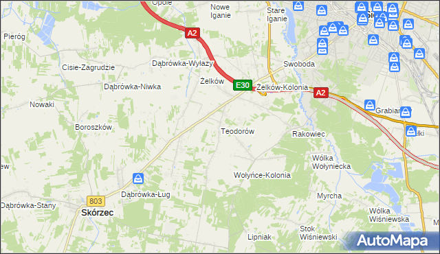 mapa Teodorów gmina Skórzec, Teodorów gmina Skórzec na mapie Targeo