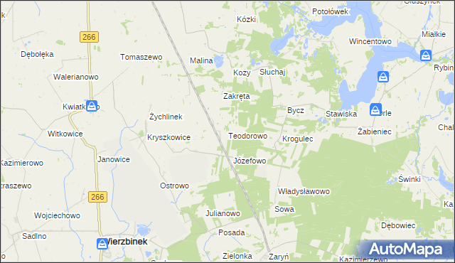 mapa Teodorowo gmina Piotrków Kujawski, Teodorowo gmina Piotrków Kujawski na mapie Targeo