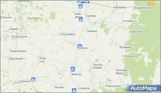 mapa Teolin gmina Janów, Teolin gmina Janów na mapie Targeo