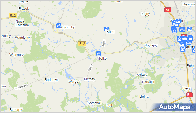 mapa Tolko, Tolko na mapie Targeo