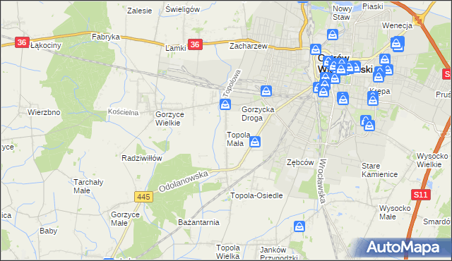 mapa Topola Mała, Topola Mała na mapie Targeo