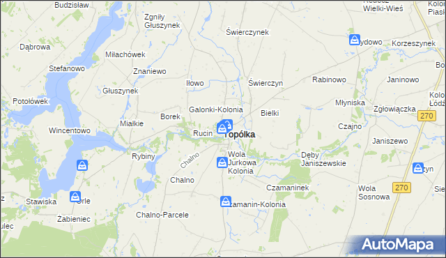 mapa Topólka powiat radziejowski, Topólka powiat radziejowski na mapie Targeo