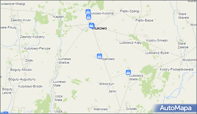 mapa Trojanowo gmina Klukowo, Trojanowo gmina Klukowo na mapie Targeo