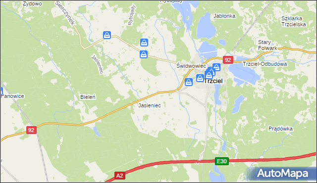 mapa Trzciel powiat międzyrzecki, Trzciel powiat międzyrzecki na mapie Targeo