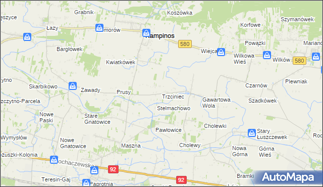 mapa Trzciniec gmina Leszno, Trzciniec gmina Leszno na mapie Targeo