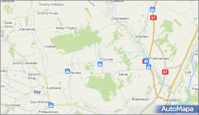 mapa Trzciniec gmina Pułtusk, Trzciniec gmina Pułtusk na mapie Targeo