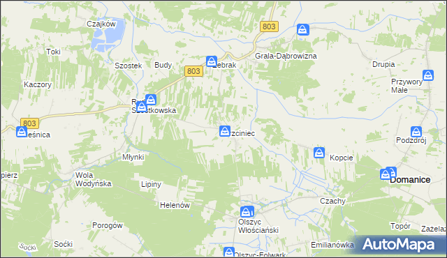 mapa Trzciniec gmina Skórzec, Trzciniec gmina Skórzec na mapie Targeo