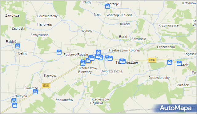 mapa Trzebieszów Drugi, Trzebieszów Drugi na mapie Targeo