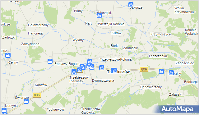 mapa Trzebieszów-Kolonia, Trzebieszów-Kolonia na mapie Targeo