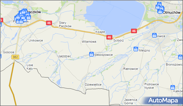 mapa Trzeboszowice, Trzeboszowice na mapie Targeo