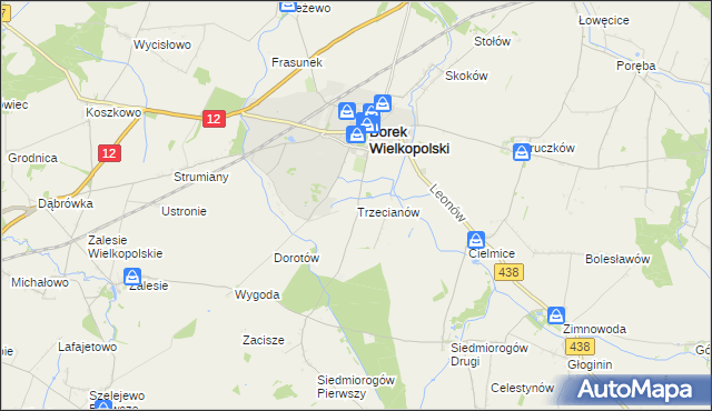 mapa Trzecianów, Trzecianów na mapie Targeo