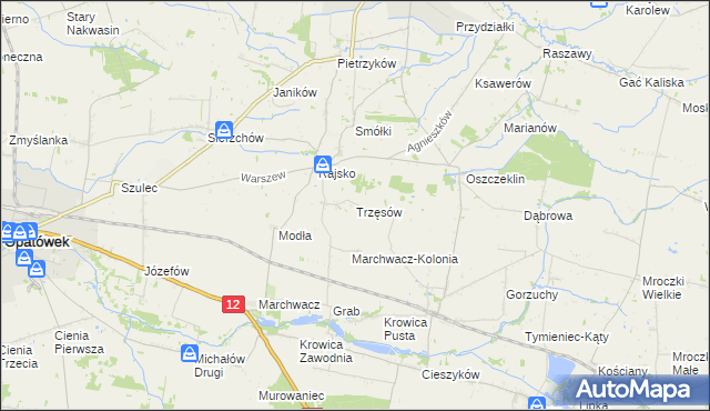 mapa Trzęsów gmina Szczytniki, Trzęsów gmina Szczytniki na mapie Targeo