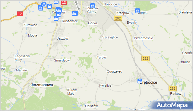 mapa Turów gmina Głogów, Turów gmina Głogów na mapie Targeo
