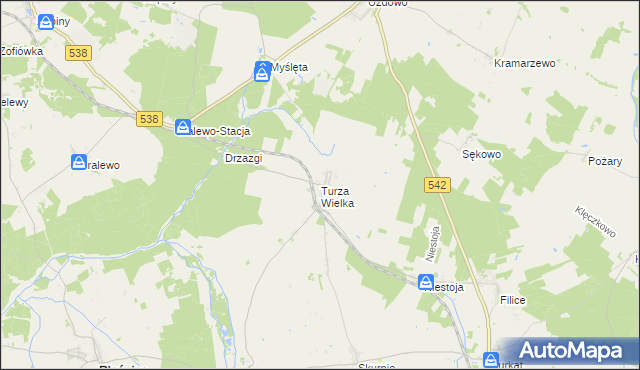 mapa Turza Wielka gmina Działdowo, Turza Wielka gmina Działdowo na mapie Targeo