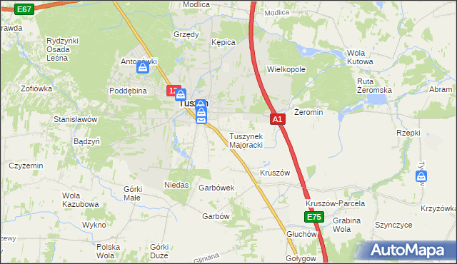 mapa Tuszynek Majoracki, Tuszynek Majoracki na mapie Targeo
