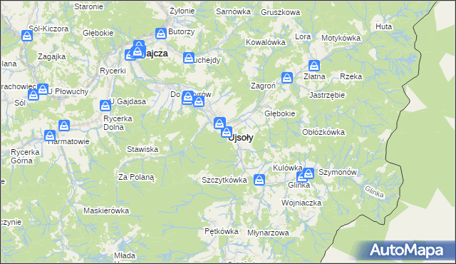 mapa Ujsoły, Ujsoły na mapie Targeo