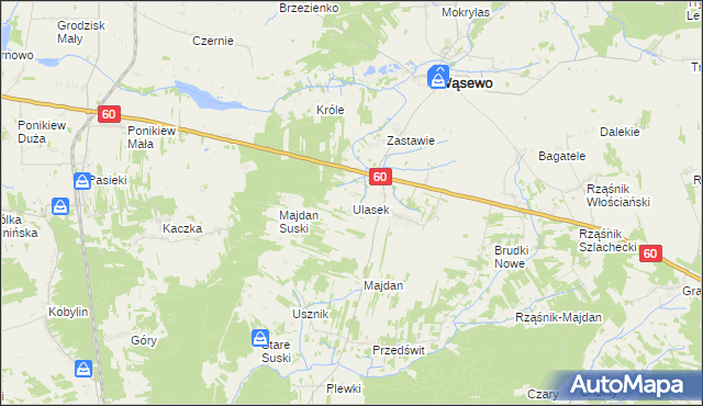 mapa Ulasek gmina Wąsewo, Ulasek gmina Wąsewo na mapie Targeo
