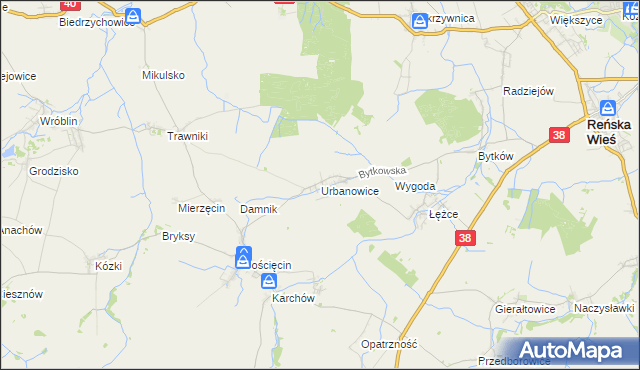 mapa Urbanowice, Urbanowice na mapie Targeo