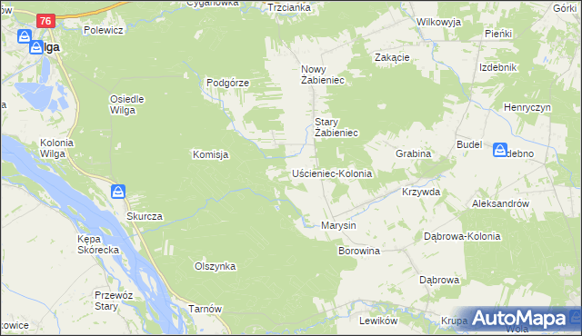 mapa Uścieniec-Kolonia, Uścieniec-Kolonia na mapie Targeo