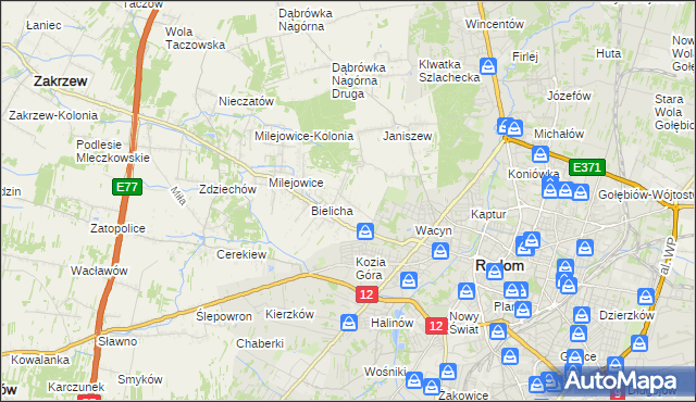 mapa Wacyn, Wacyn na mapie Targeo