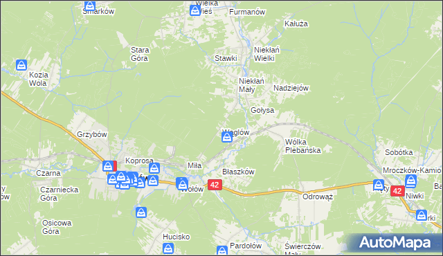 mapa Wąglów, Wąglów na mapie Targeo