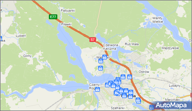 mapa Wałdowo gmina Ostróda, Wałdowo gmina Ostróda na mapie Targeo